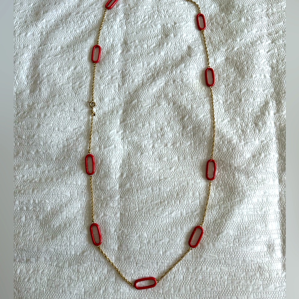 J.crew peach and gold statement necklace (long)